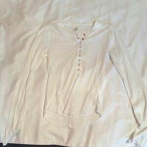 White Long Sleeve Henley Top